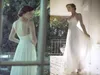 2021 Simple Flora Bridal Beach Backless Wedding Dresses Chiffon Spaghetti Straps spetskorsett Mantel Brudklänningar DL13128291287039