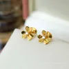 Designer brand fashion Gold High Edition Van Clover Earrings for Womens New Diamond Set with Advanced Sense Lucky Grass jewelry