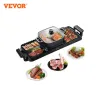Multicookers VeVor 2in1 Electric BBQ PAN GRILL HOT POT 2400W MULTIFUNCTION HOME PORTABLE Röklös NONSTICK LAVABLABLE HOT POT GRABECUE PLATE