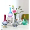 Vases Glass Creative Rich Simplicity Bamboo Lily Striped Vase Vase Home Living Room Flower Arrangement de bureau 17 cm Ornements de bureau