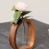 Vases Decorative Glass Test Tube Propagation Vase Plant Holder Wooden Art For Home Aquatic Plants Flower Display