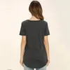 صيف تمتد Tshirt النساء الصلبة tshirts 2xl أحجام T Shirt v الرقبة قصيرة الأكمام القطن غير الرسمي Tops Tops Female 240422