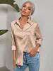 Camicia in seta in raso stampato leopardo da donna a manica lunga bottona top camicia formale camicia da donna camicia di moda camicia di moda 240407