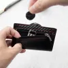 Plånböcker Casekey Fashion Slim Wallet RFID Real Carbon Fiber Läder Smart kreditkortshållare Fodral med dragkedja mynt mini pengar väska