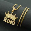 Full Splice Hip Hop Diamond Crown Letter King Alloy Personlig halsband