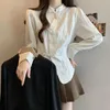 Ethnische Kleidung 2024 chinesischer Stil Retro unregelmäßiger Tang Anzug Top Nationales Farbtemperament Daily Stand Collar Knopf Schlanke Bluse