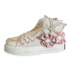 Casual Shoes Spring Women Canvas Fashion Handmade Girl Purple Vulcanized Sneakers 3D Butterfly Flower High Low Flat