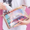 Stume da stoccaggio Donne olografiche colorate sacche di cosmetica TPU Clear Makeup Beauty Organizer Case