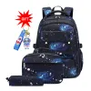 Sacs Fashion Sac à dos High Capactive Children Sacs Sacs d'école 3 PCS / Set Boys and Girls Backpacks Cosmic Imprimé Kids School Backpack