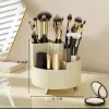 Organisation 360 ° rotierende Kosmetiklagerung Box Desktop Großkapazität Make -up Pinsel Lippenstift Lidschattenpulver Puff Speicher Rack