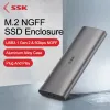 Enclosure SSK Aluminum M.2 SATA SSD Enclosure Reader USB 3.2 Gen 2(6Gbps) TypeC External SSD Adapter for M2 SATA NGFF 2242/2260/2280 SSD