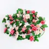 Faux Floral Greenery 5PCS 2M Purple Rose Flower Garland Plants Artificial Fake Rose Vine Flowers Hanging Ivy for Wedding Party Garden Wall Decoration T240422