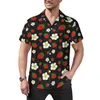 Chemises décontractées pour hommes chemises à imprimé de fruits frais mignonnes de cerise de cerise plage en vrac hawaïen drôle drôle à manches courtes surtom