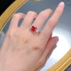 Cluster Rings Karloch S925 Sterling Silver European And American Diamond 9 9mm Pigeon Blood Red Ring Boutique Party Fashion Jewelry