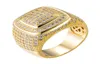 Personliga smycken Guldvitt guldpläterade herrdiamant Iced Out Man Bröllopsengagemang Ringar Square Pinky Ring For Men Gifts1228354
