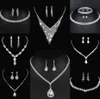 Wertvolle Labor Diamantschmuck Set Sterling Silber Hochzeit Halskette Ohrringe für Frauen Braut Engagement Schmuck Geschenk F5S9#