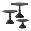 Bakeware Tools 3st Cake Stand Tall Stands för dessertbord Perfekt Display Wedding Graduation Party Black