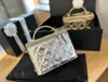 Geavanceerde nieuwe diamant geweven ketting draagbare schouderboodschapszak met boven diamantgreep bakken metalen hardware ketting crossbody 18x16 cm