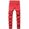 Jeans denim maschile buca rovinati pantaloni designer marchio silm pantaloni dritti strappati in difficoltà rossa bianca nera di grandi dimensioni 240420