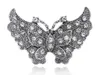 Broschen Vintage inspirieren silbry Ton Metall geschnitzt Kristall Strass Schmetterling Pin Brosche Brosche