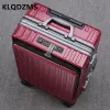 荷物klqdzms 20 "22" 24 "26インチ新しいスーツケースフロントオープニングアルミニウムフレームトロリーケースユニバーサルビジネスボックスローリング荷物