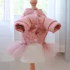 Pet Coats and Dresses for Choice Pink Color Small Puppy Dog Clothing for Autumn and Winter Warm Cute Checked Design Dogs Clothes 240422