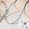사슬 Shinus Shinus dainty terquoise stone 2024 작은 체인 은색 불규칙한 씨앗 우정 보석 목걸이 Boho Handmade for Women