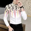 Chemises de robe pour hommes bouton de revers de mode épissé des vêtements de chemise coréenne imprimés lâches 2024 Automne surdimensionné Tops All-Match