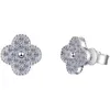 Designer Charm High Version Van Gold Clover Full Diamond Earrings With Inlay SMYCE