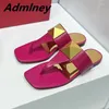 Slippels Summer Beach Slipper Echte lederen flip flip Holiday Shoe Rivet Decor Sqaure Teen Flat Slide Multicolor Rome Leisure Mules