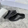 Slippers Summer Bao tou tou salto plano sola solu -couro genuíno meia mulher cor de cor sólida moda preguiçosa sapatos para mulheres 2024