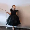 Prinzessinkleid für Baby Girls 3-8 Jahre elegante formale Abendballkleid Kinder Mädchen Schwarz Geburtstag Prom Kleid Hochzeit weißes Tuch 240422