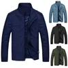 Мужские куртки Стильное свободное пальто с твердым цветом 3D резка застежка на молнии.