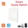 Управление Tuya Zigbee 3.0 Smart Scene Switch Speeding Беспроводная наклейка на стену сцены переключатель сцены кнопка аккумуляторная передатчик Alexa