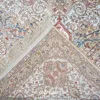 Mattor 9'x12 'Oriental Silk Rug Hand Knutt antik vit och gul persisk matta (LH167A)