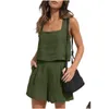 Dames Tweede stuk broek Designer Woman Tracksuit 2 Outfits Lounge matching sets linnen shorts crop tops 2023 trendy kleding zomers vacat otrq0