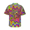 Men's Casual Shirts Art Beach Shirt Liquid Swirl Print Summer Men Vintage Blouses Short Sleeve Harajuku Pattern Tops