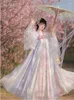 Gelegenheitskleider chinesischer Stil Retro antikes Temperament sanftes exquisites Original Hanfu Langarm gedruckt gestickeltes Kleid