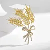 Brooches Luxury Brooch For Women Gold Color Wheat Zircon Inlaid Pin Clothing Catwalk Accessories Jewelry Wedding Bridesmaid Gift