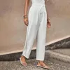 Women's Pants Women Linen Suits Tightness Pocket Trousers Cotton Clothes Solid Casual Womens Suit Work