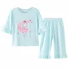 Lente zomer Kinderkleding Princess Pyjama voor meisjes Tiener Kinderen zachte thuispakken halfsleeve kostuum 3 6 10 12 jaar 240408