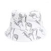 Berets Japanese Women Men Paper Scissors Printed Bucket Hat Harajuku Hip Hop Outdoor Sunscreen Cotton Drop