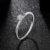 Bröllopsringar attagems 18k vitguldpläterad ring för kvinnor 0.2CT Test Past D Moissanite Diamond Solitaire Ring Wedding Band Engagement Bridal 240419