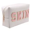 Kosmetiska väskor fall lagrar hela flerfärger vattentät nylonpåse kosmetisk väska kvinnliga bokstäver patch diy makeup väska tonåringar larg289c