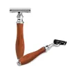 Blades Triple Blade Safety Razor With Pure Wooden Handle