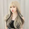 OU Shuo Groothandel Wig Women's Nieuwe lang krullend haar Volledig hoofd set met Europese en Amerikaanse stijl Qi Liu Hai Spot geverfde mode Big Wave Hair Set