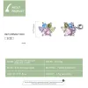 Earrings Bamoer Genuine 925 Sterling Silver Colorful Zirconium Paw Women Ear Studs Rainbow Stud Earrings for Girl Fine Jewelry Gift