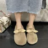 Casual Shoes Fashionabla Plush Cotton 2024 Autumn and Winter Style One Ben Ben Bow Tie Flat Bottomed Women's Zapatos