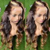 180%density 28 30 Inch Highlight Honey Body Wave 13x4 HD Lace Front Human Hair Wigs Remy Ombre Colored Wavy Lace Frontal Wigs for Women 74