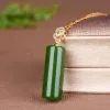 Naszyjniki naturalne zielone jadecie cylindryczny wisiorek Naszyjnik Kobiety mężczyźni oryginalne jades kamienny amulet prezenty dla damskich mody biżuteria